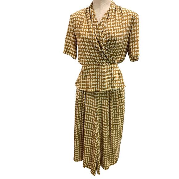 Size 6 Evan-Picone Vintage 1980s Silk Outfit Top Pants Flawed Upcycle Cutter - Picture 1 of 11